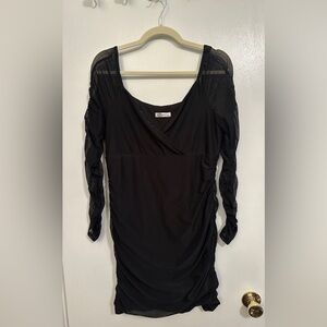 Hollister Women’s Bodycon Dress Size Large Black Mesh Long Sleeves